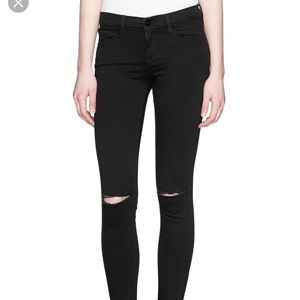 Frame le skinny de Jeanne black ankle jeans